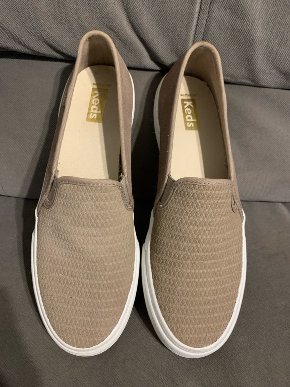 Keds Taupe Slip-On Sneakers with White Sole